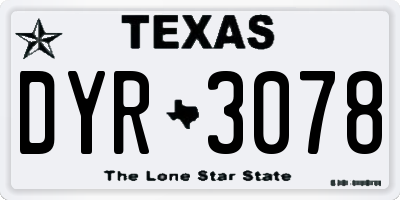 TX license plate DYR3078