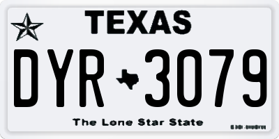 TX license plate DYR3079