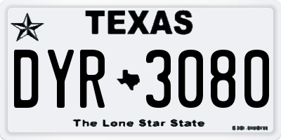 TX license plate DYR3080