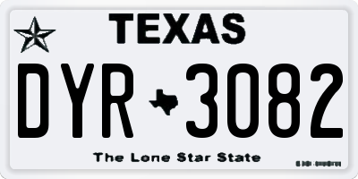 TX license plate DYR3082