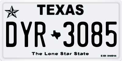 TX license plate DYR3085