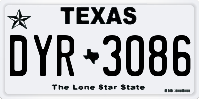 TX license plate DYR3086