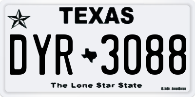 TX license plate DYR3088