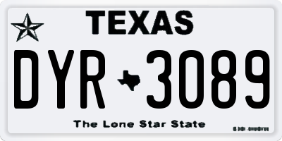 TX license plate DYR3089