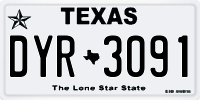 TX license plate DYR3091