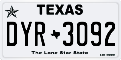 TX license plate DYR3092