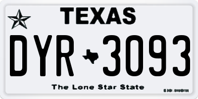 TX license plate DYR3093