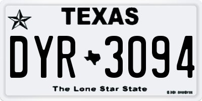 TX license plate DYR3094