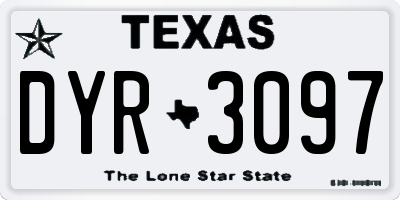 TX license plate DYR3097