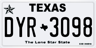 TX license plate DYR3098