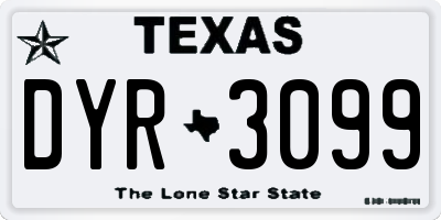 TX license plate DYR3099