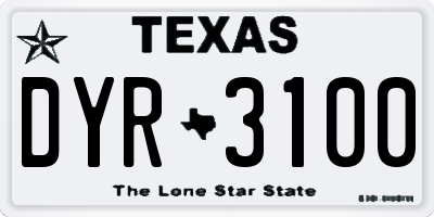 TX license plate DYR3100