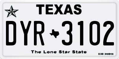 TX license plate DYR3102