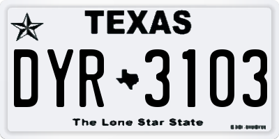 TX license plate DYR3103