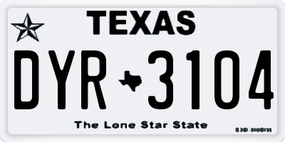 TX license plate DYR3104