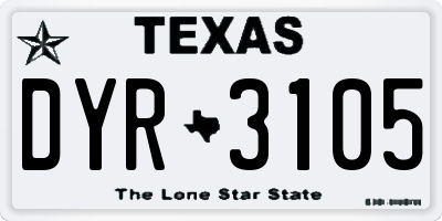TX license plate DYR3105