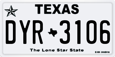 TX license plate DYR3106