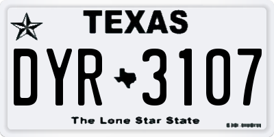 TX license plate DYR3107