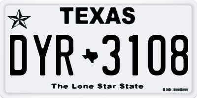 TX license plate DYR3108