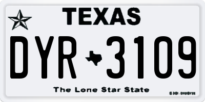 TX license plate DYR3109