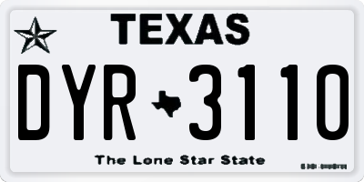 TX license plate DYR3110