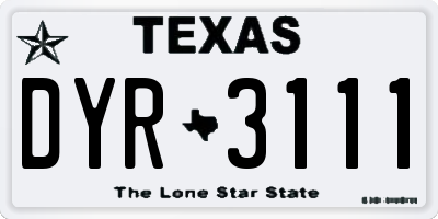 TX license plate DYR3111