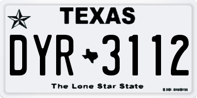 TX license plate DYR3112