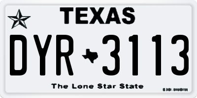 TX license plate DYR3113