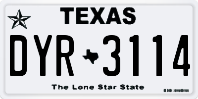 TX license plate DYR3114
