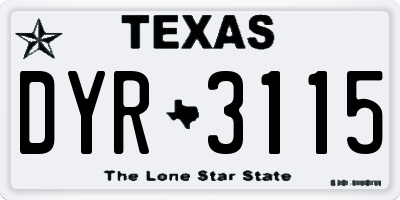 TX license plate DYR3115
