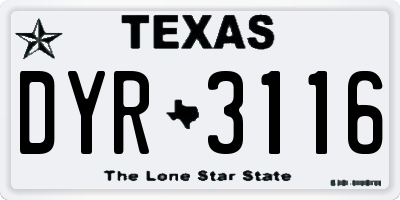 TX license plate DYR3116