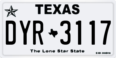 TX license plate DYR3117