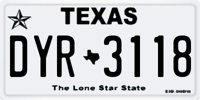 TX license plate DYR3118