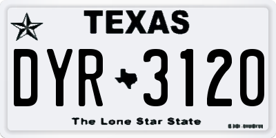 TX license plate DYR3120
