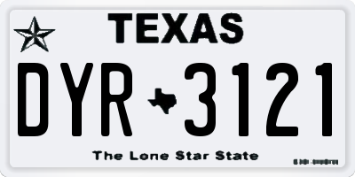 TX license plate DYR3121