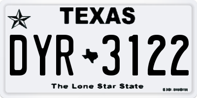 TX license plate DYR3122