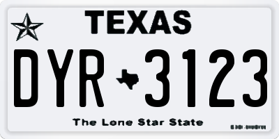 TX license plate DYR3123