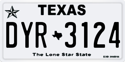 TX license plate DYR3124