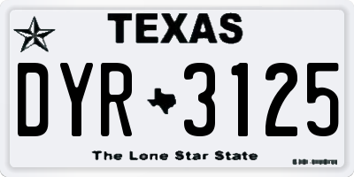 TX license plate DYR3125