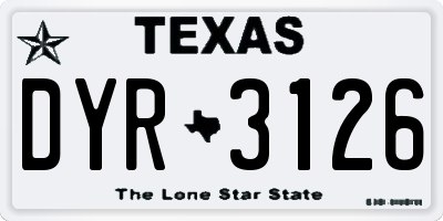 TX license plate DYR3126