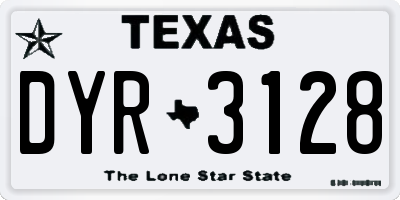 TX license plate DYR3128