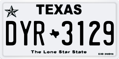 TX license plate DYR3129