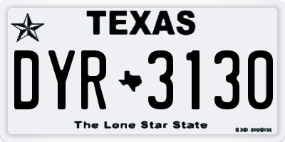 TX license plate DYR3130