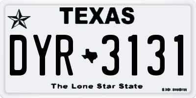 TX license plate DYR3131