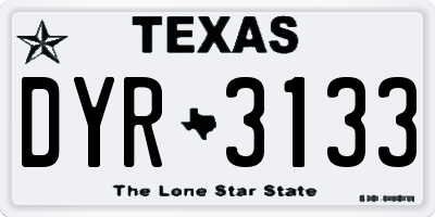 TX license plate DYR3133