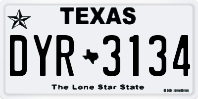 TX license plate DYR3134