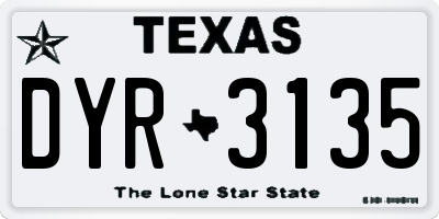 TX license plate DYR3135
