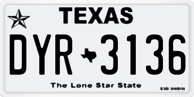 TX license plate DYR3136
