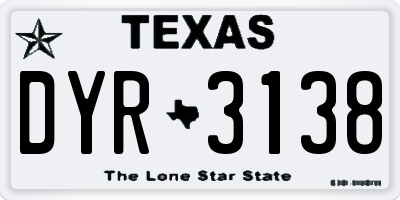 TX license plate DYR3138