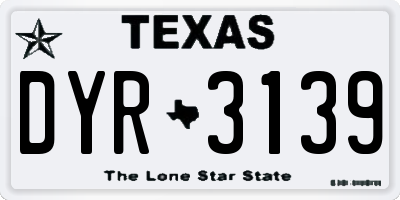 TX license plate DYR3139